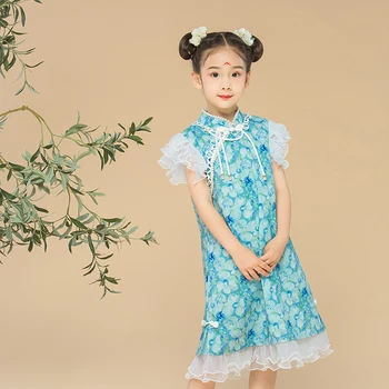 Hanfu עבור בנות Cosplay עממי ריקוד נסיכה שמלות טאנג חליפת שמלה הסינית מסורתית לילדים ילדים צ ' יפאו השמלה HFT009