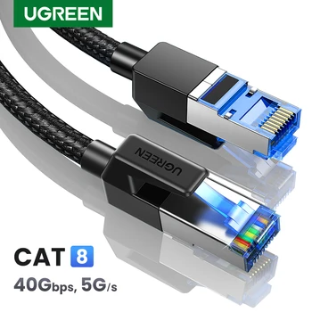 UGREEN CAT8 כבל ה-Ethernet 40Gbps 2000MHz חתול 8 רשת כותנה קלוע לאינטרנט Lan כבל עבור מחשבים ניידים נ. ב. 4 נתב כבל RJ45