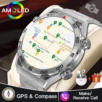 P-יוקרה 2023 NFC חכם שעון גברים AMOLED 454*454HD מסך קצב הלב Bluetooth שיחה IP68, עמיד למים SmartWatch עבור Huawei Xiaomi