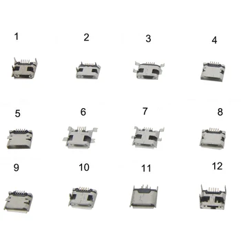 60pcs/מגרש 5 פינים SMT מחבר שקע מיקרו USB מסוג B נקבה מיקום 12 דגמים SMD לטבול מחבר שקע