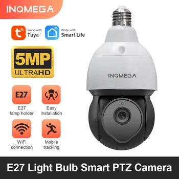 INQMEGA מצלמות במעגל סגור, הנורה אור מצלמה 5mp Wifi PTZ מצלמת IP אלחוטית 360 סובב מעקב המצלמה פנורמית הבית של Google המצלמה אלכס