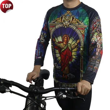 חיצונית שרוול ארוך מוטוקרוס ג ' רזי העליונה, כנסיית ישו, דרך אופניים, מטפס ספורט בגדי רכיבה, הר רכיבה על אופניים, אלוהים החולצה