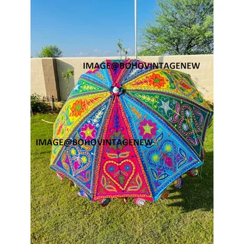 גן, חוף הים או עיצוב פטיו השמשייה מטריה עם פייזלי עיצוב רקמה מטריות דקורטיביים Bohemians גן מטריה