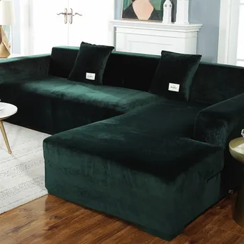 עבה קטיפה ספה בצורת L כיסוי סלון פינתי הספה לכיסוי חתך מתיחה אלסטי ספה לכסות Canap שזלונג