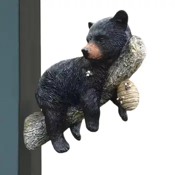 שרף צבוע ביד דובים שחורים פסלון דוב שחור חיה סימולציה דוב צלמיות דוב שחור פסל בית קישוט