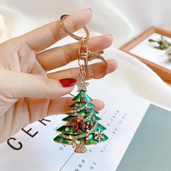 חדש מתנות חג המולד יצירתיים חמוד עץ חג המולד מחזיק מפתחות עם תליון מפתח הרכב שרשרת טבעת קסם שקית מתנה לחג המולד