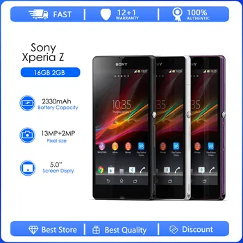 Sony Xperia Z C6602 C6603 משופץ מקורי סמארטפון סלולרי 3G 4G טלפון 5.0 Quad-Core 16GB 2GB RAM 1080P-LTE, NFC Smatphone
