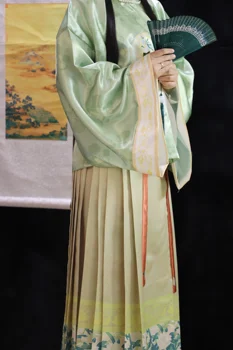 בתוספת נשים גודל Hanfu שושלת מינג צוואר עגול שרוול רחב מודפס אמא Mian חצאית שמלת פוני מנדרין דאק