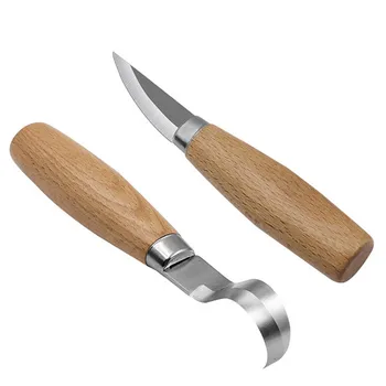 גילוף בעץ סכין אזמל הוק סכין גילוף כלים ארגונומי נגרות כף עמיד עקום למתחילים פיסולי מקצועי