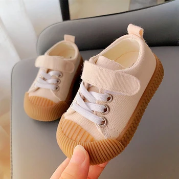 2023 סתיו לילדים נעלי ספורט בנים ובנות מוצק צבע בד נעליים אחת נעלי Non-להחליק לנשימה נעלי הליכה 15-25