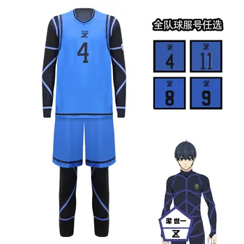 Bluelock בגדים אנימה כחול נעילת תחפושות קוספליי הפאה Isagi Chigiri Bachira Kunigami אימון כדורגל המדים ילד ג ' רזי, מכנסיים קצרים