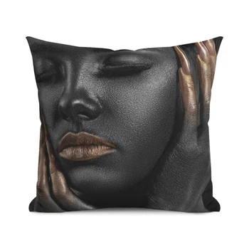 Modern-living-room-black-gold-african-lady-woman-style-look-art-deco-sofa-pillowcase-cushion-cover-decoration