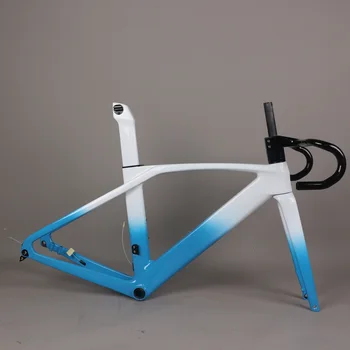 מלא מוסתר כבל דיסק בלם Aero אופני כביש מסגרת TT-X34 Toray סיבי פחמן T1000 כחול לבן צבע עיצוב