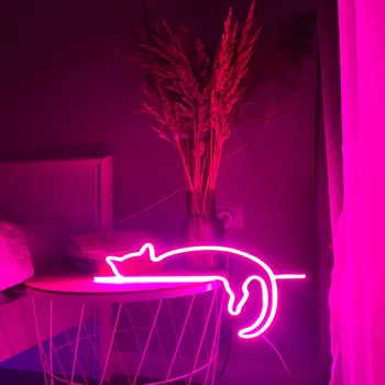 מקסים חתול עצלן Led אור ניאון אנימציה אמנות גמישה אקריליק המועצה חתול קפה, חדר ילדים מקורה הקיר תלויה מנורת הלוח