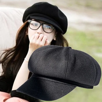 נשים כתב גטסבי כובע מתומן בייקר לשיא כומתה כובע נהיגה נשית קרם הגנה כובעי צמר חם צייר רחוב אפס מקום כובע