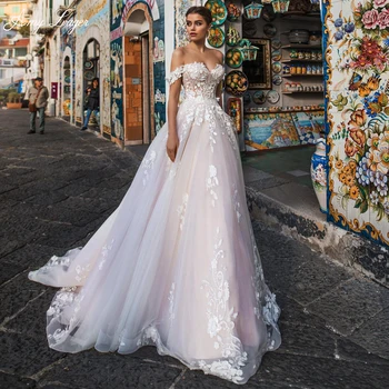 עיצוב רומנטי מתוקה הצוואר תחרה קו A-שמלת החתונה 2023 מדהימה אפליקציות רכבת משפט הנסיכה שמלת כלה התאמה אישית