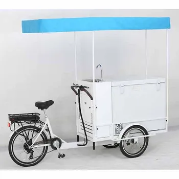 נייד גלידה במקפיא אופניים אופניים העגלה עם מקרר למכירה, יחיד מים בכיור