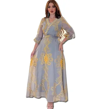 עיד שמלות ארוכות לנשים Jalabiya השמלה המוסלמים Abaya רשת רקמה הרמדאן מקסי החלוק מרוקאי גלימה מסיבת Vestidos 2023