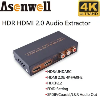 SPDIF Toslink קואקסיאליים 5.1 R/L פלט סטריאו-HDMI תואם ממיר מתאם 5.1 ARC HDMI ל-HDMI Audio Extractor 4K60Hz לטלוויזיה