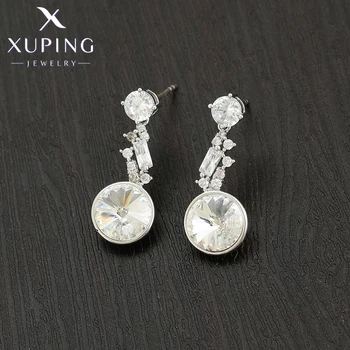 Xuping תכשיטי אופנה הגעה החדשה רודיום צבע עגול גבישים עגילים לנשים מתנה 1010061817