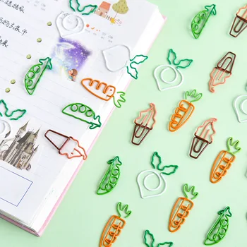8 יח ' /הרבה יצירתי Kawaii גזר ירקות מתכת בצורת אטב סימניה חליפת מכתבים סימניות לספרים הספר Office