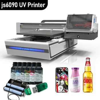 UV מדפסת שטוחה UV UV עם שואב אבק פלטפורמה A1 6090 UV מדפסת Epson XP600 UV מדפסת מתכת אקרילי בקבוק