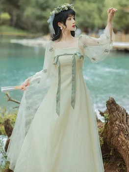 הקיץ סיני Hanfu תחפושות לנשים בגדים מסורתיים שרוול ארוך אלגנטי קלאסי, וינטאג', שמלה פסטיבל מתנות