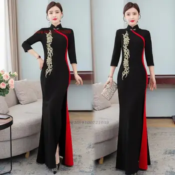 2023 סיני בציר שמלה cheongsam הלאומי פרח רקמה שיפור צ ' יפאו סיני רטרו פולק אירועים שמלת ערב vestido