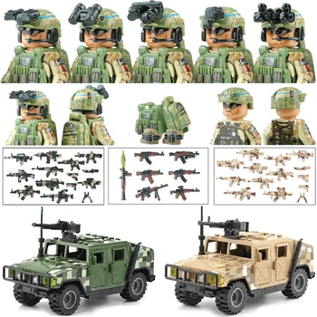 לנו הצבא המודרני Delta Force חיילים המכונית אבני בניין עיר משטרה כוחות מיוחדים תקיפה דמויות הקסדה נשק לבנים צעצוע
