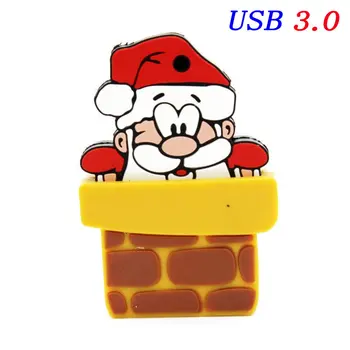 סנטה קלאוס USB 3.0 Flash Drive 64GB יצירתי מתנות חג המולד 32GB כונן עט קריקטורה חמודה מקל זיכרון חינם מפתח שרשרת Pendrive