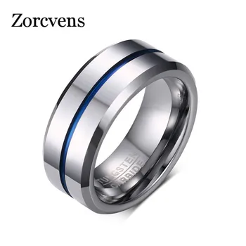 ZORCVENS קו כחול טבעת נירוסטה החתונה מותגים 8 מ 