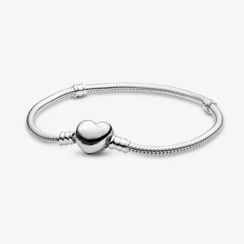 2021 איכות אופנה חדשה S925 כסף סטרלינג בצורת לב אבזם נחש בצורת שרשרת צמיד Diy הקסם המקורי בנות תכשיטים