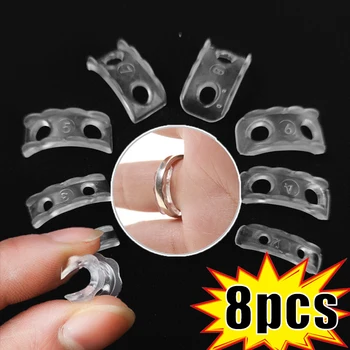 8pcs סיליקון מתכוונן טבעות כלים בלתי נראית טבעת Resizer שקוף רפידות התאמת גודל מתאים של טבעות Diy תכשיטים, כלי סטים
