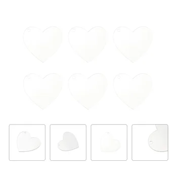 60 יח לב אקריליק ריק תליון חור DIY מלאכה בצורת לב-מחזיק מפתחות קישוט קישוטים מלאכת יד