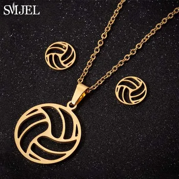 SMJEL תכשיטי זהב קבוצות כדורעף שרשרת נשים גברים הכדור Earings ספורט, תכשיטים, מתנות ספורט הכדור מועדון המעריצים השרשרת המתנה הטובה ביותר.