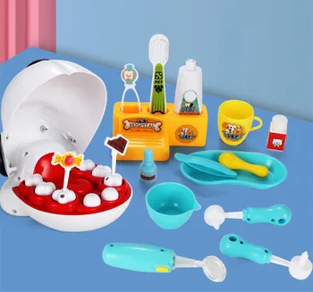 Pet באיכות גבוהה עם הרופא שיניים רפואת שיניים להגדיר סט צעצוע שן מילוי מברשת שיניים לשחק הבית אינטראקטיבי צעצוע לתינוק, מתנת יום הולדת