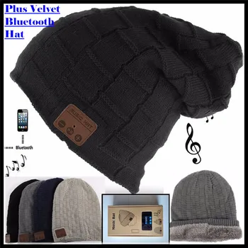 Bluetooth אלחוטית תואמת-V5.0 הכובע סרוג קטיפה בחורף כובע אוזניות רמקול מיקרופון ביד חופשית מוסיקה Mp3 קסם חם חכם שווי