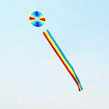משלוח חינם באיכות גבוהה 10m רך עפיפון עף צבע ההילה עפיפון קו הליכה בשמיים ripstop ניילון windsock volantines צעצועים בשביל הכיף