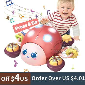 צעצועים לתינוקות 0 6 12 חודשים הקש & Go מוסיקלי זוחל צעצועים לתינוקות 12 18 חודשים צעצועים עם אור צעצועים קול תינוק צעצועים אינטראקטיביים