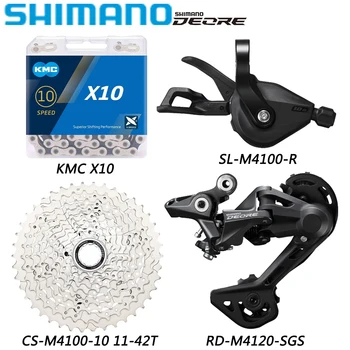 SHIMANO DEORE M4100 1X10 מהירות קיט על אופניים MTB M4100 מחלף RD-M4120-SGS האחורי Derailleurs CS-M4100-10 קלטת חלקי אופניים