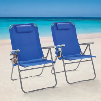 2-Pack שכיבה 4. מיקום Oversize החוף הכיסא, כחול חיצוני