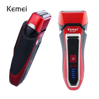 KEMEI חזק רדיד מכונת גילוח עמיד למים USB גילוח חשמלית נטענת LED דיגיטלי תצוגת Mens מכונת גילוח 50 גרם