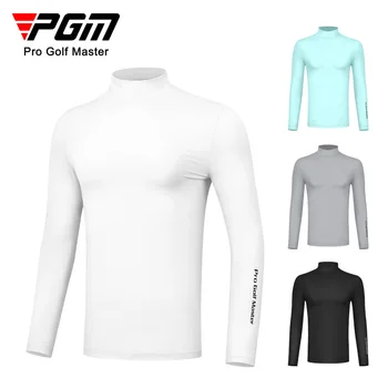 PGM גולף גברים קרם הגנה חולצות קרח משי שרוול ארוך הגנת UV מגניב לנשימה אלסטיות גבוה אימון ספורט ביגוד YF488