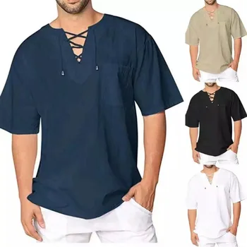 לגברים חולצה לבנה הקיץ העליון מזדמן גבר בחולצה חולצה שרוול קצר כותנה חולצות פשתן גברים רופף באגי חולצת משי Chemise Homme