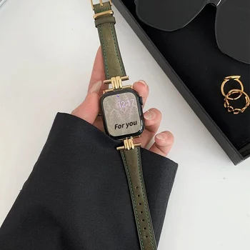 אופנה חדשה רצועה עבור אפל שעונים S87654se בדרגה גבוהה עור משובח עור להקת שעון