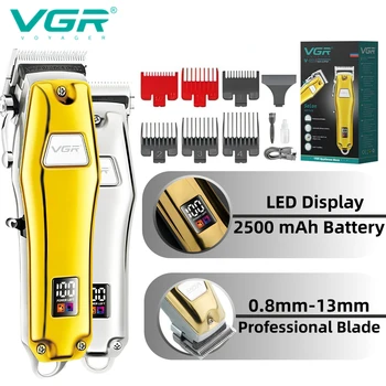 VGR קליפר שיער חשמלי שיער גוזם שיער מקצועי מכונת חיתוך מעטפת מתכת תצוגת LED הספר גוזם לגברים V-655