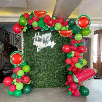 118/132pcs פירות אבטיח בלון גרלנד אדום ירוק פולקה דוט לטקס בלונים הקיץ חתונה מקלחת תינוק מסיבת יום הולדת Supplie