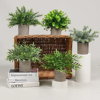 ירוק מלאכותי צמחים זיוף מלאכותי צב עלה בונסאי עם סירים מיני צמחים שולחן העבודה במשרד קישוט עיצוב הבית