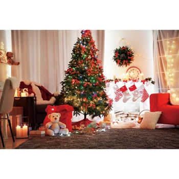 Yeele עץ חג המולד האח גרב השנה החדשה מתנה לתינוק צילום רקע צילומי קישוט רקעים לצילום סטודיו