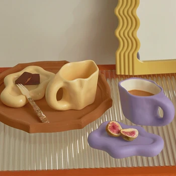 Floriddle ספל קרמיקה עם צלחת קפה ספלים ותחתיות המשרד הביתי כוס תה כוסות קפה קוריאנית ספל קרמיקה הרישוי.